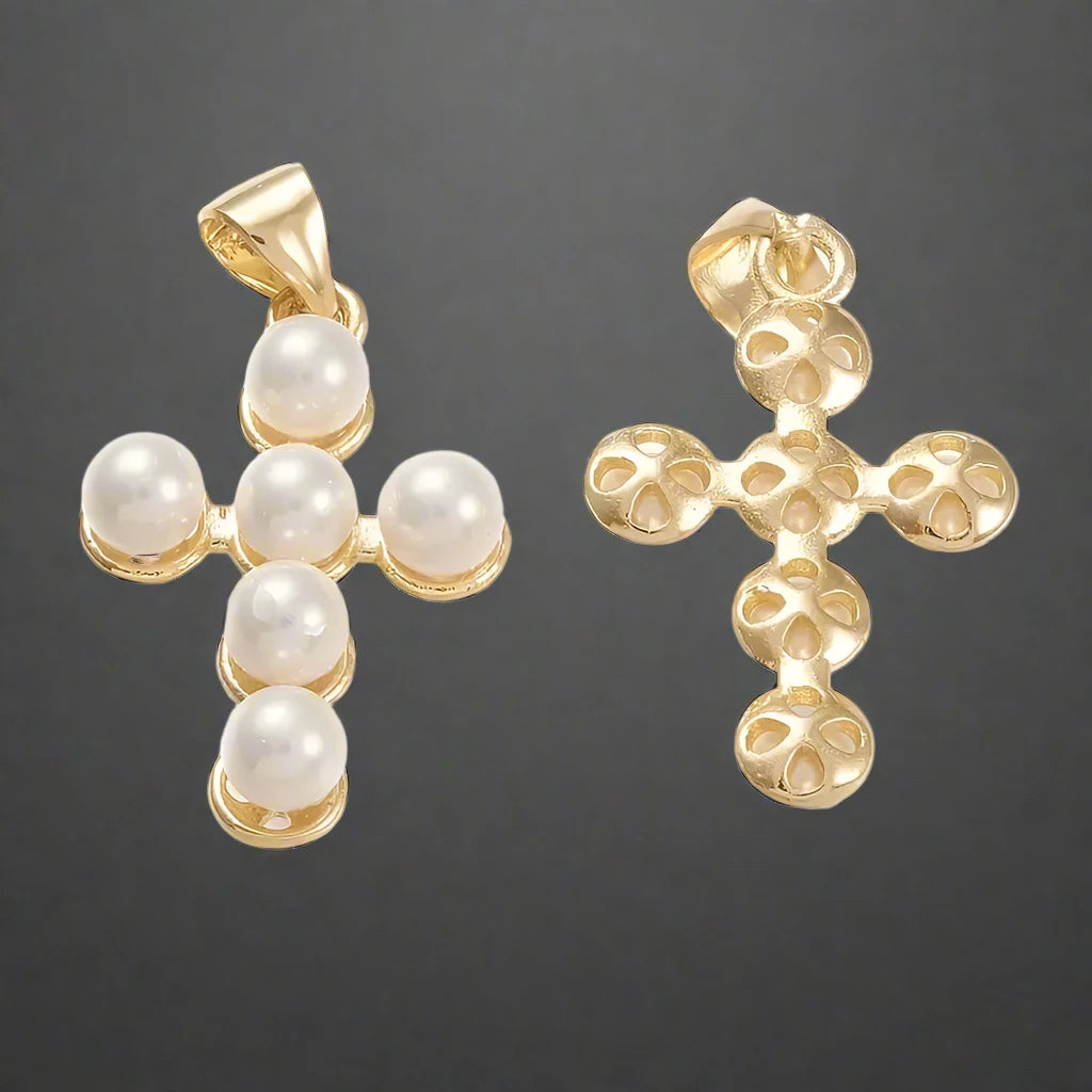 Pearl Cross Charm